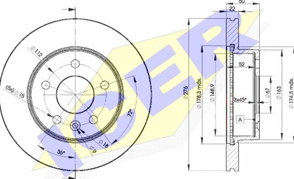 Icer 78BD6380-2 - Спирачен диск vvparts.bg