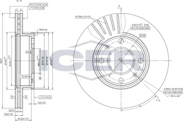 Icer 78BD0570-2 - Спирачен диск vvparts.bg