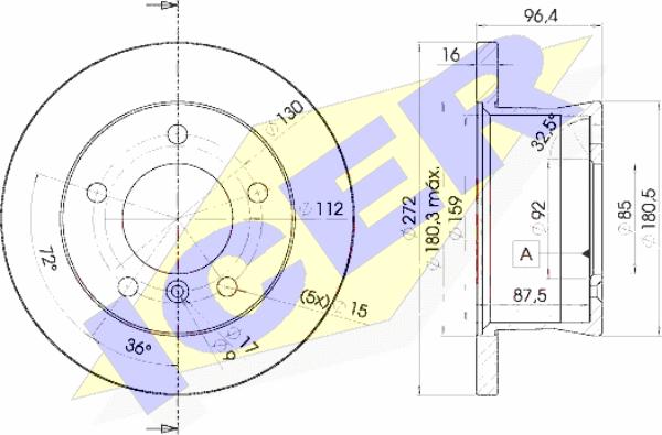 Icer 78BD0183-1 - Спирачен диск vvparts.bg