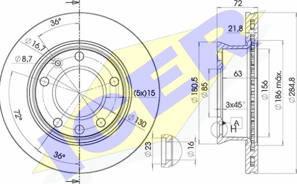 Icer 78BD0187-1 - Спирачен диск vvparts.bg