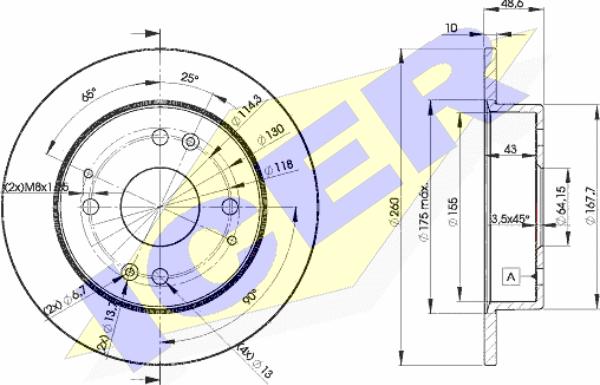 Icer 78BD0835-2 - Спирачен диск vvparts.bg