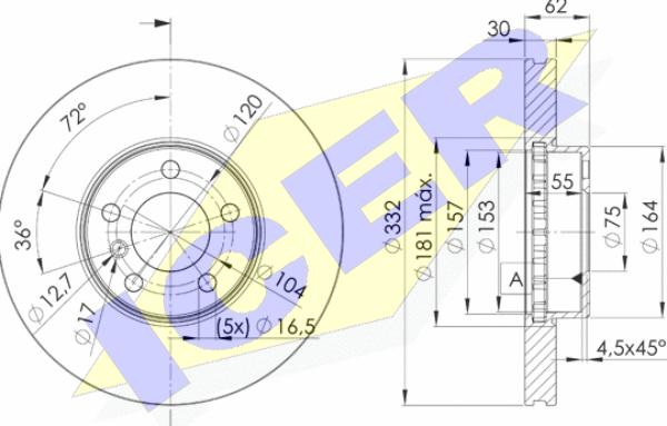 Icer 78BD1985-2 - Спирачен диск vvparts.bg