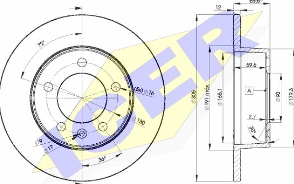 Icer 78BD1410-2 - Спирачен диск vvparts.bg