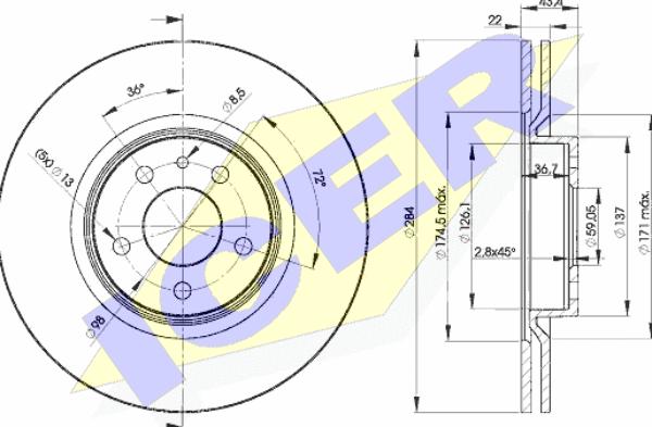 Icer 78BD1548-2 - Спирачен диск vvparts.bg