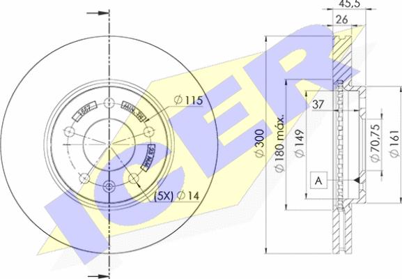 Icer 78BD1557-2 - Спирачен диск vvparts.bg