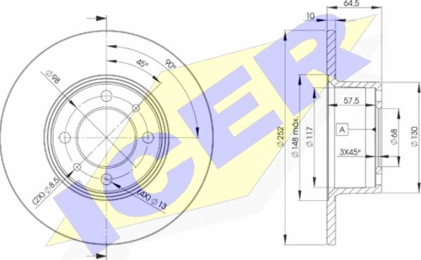 Icer 78BD1070-2 - Спирачен диск vvparts.bg