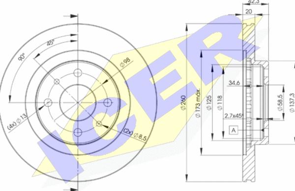 Icer 78BD1073-2 - Спирачен диск vvparts.bg