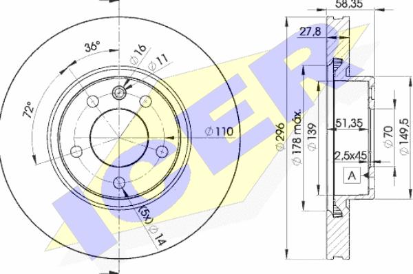 Icer 78BD1134-2 - Спирачен диск vvparts.bg