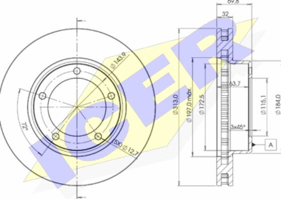 Icer 78BD1265-2 - Спирачен диск vvparts.bg