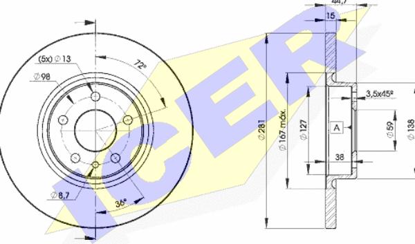 Icer 78BD8567-2 - Спирачен диск vvparts.bg