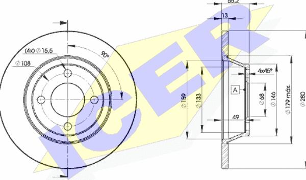 Icer 78BD8014-2 - Спирачен диск vvparts.bg