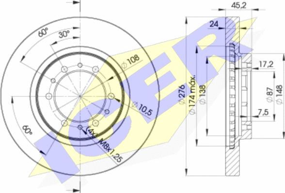 Icer 78BD8716-2 - Спирачен диск vvparts.bg