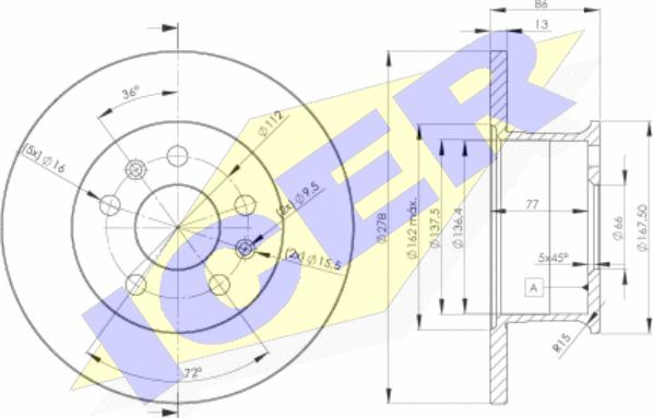 Icer 78BD3011-1 - Спирачен диск vvparts.bg