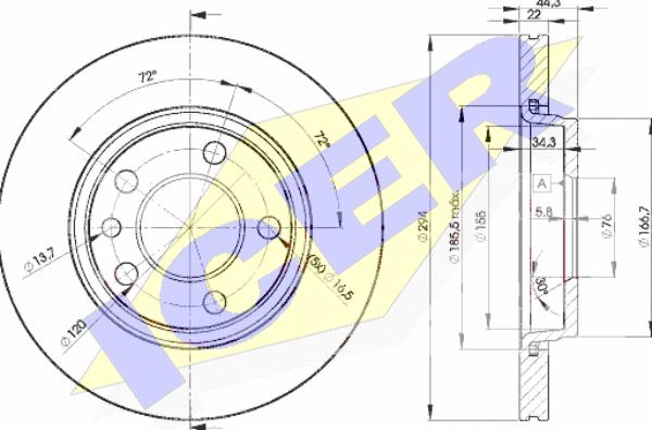 Icer 78BD3021-2 - Спирачен диск vvparts.bg