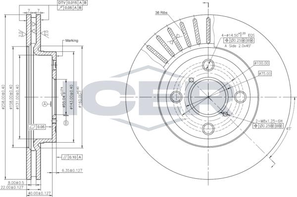 Icer 78BD2894-2 - Спирачен диск vvparts.bg