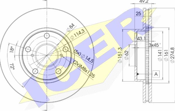 Icer 78BD2878-2 - Спирачен диск vvparts.bg