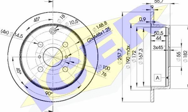 Icer 78BD2251-2 - Спирачен диск vvparts.bg