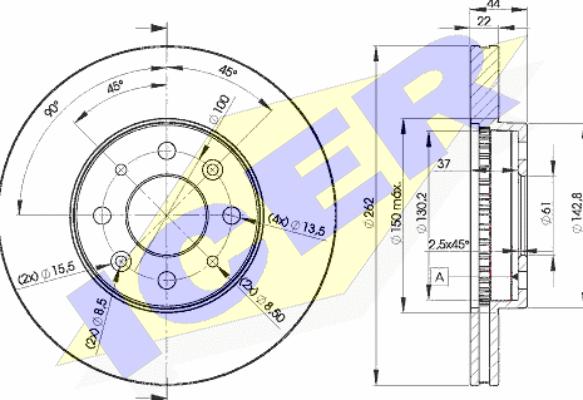 Icer 78BD2232-2 - Спирачен диск vvparts.bg