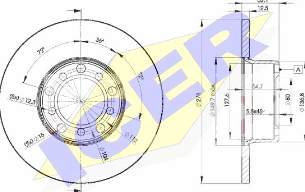 Icer 78BD2780-2 - Спирачен диск vvparts.bg