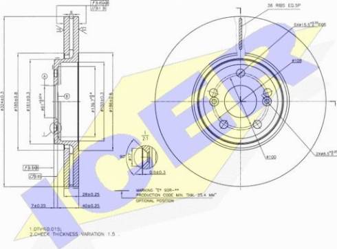 Icer 78BD7357-A - Спирачен диск vvparts.bg