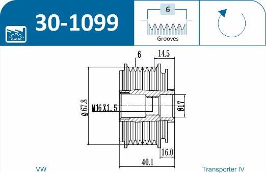 IJS GROUP 30-1099 - Ремъчна шайба, генератор vvparts.bg