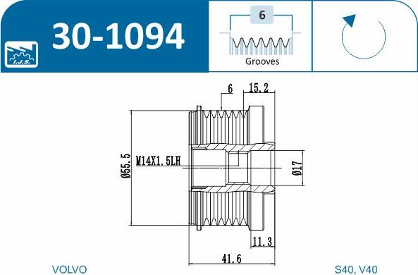 IJS GROUP 30-1094 - Ремъчна шайба, генератор vvparts.bg