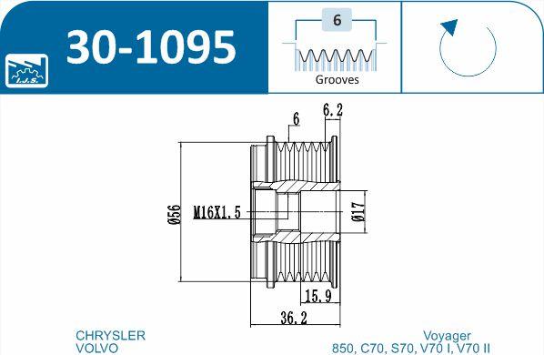 IJS GROUP 30-1095 - Ремъчна шайба, генератор vvparts.bg