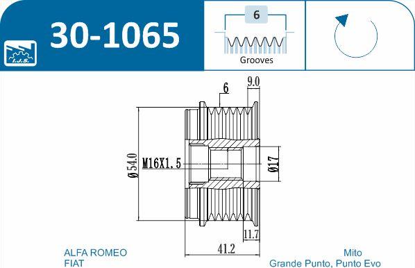 IJS GROUP 30-1065 - Ремъчна шайба, генератор vvparts.bg