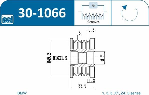 IJS GROUP 30-1066 - Ремъчна шайба, генератор vvparts.bg