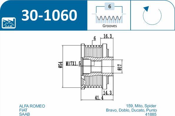 IJS GROUP 30-1060 - Ремъчна шайба, генератор vvparts.bg