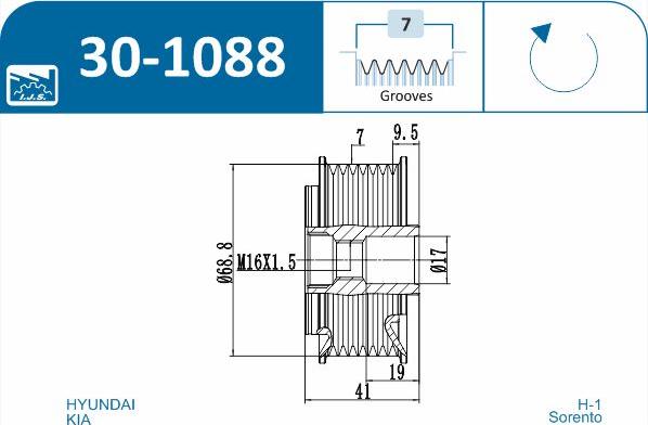 IJS GROUP 30-1088 - Ремъчна шайба, генератор vvparts.bg