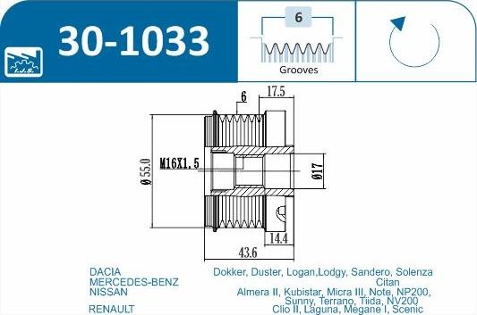 IJS GROUP 30-1033 - Ремъчна шайба, генератор vvparts.bg