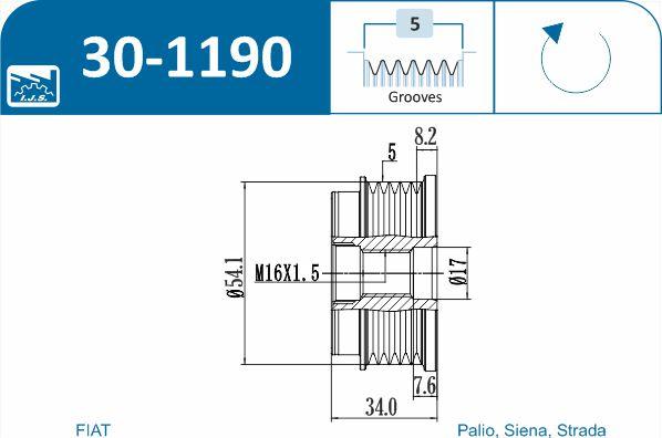 IJS GROUP 30-1190 - Ремъчна шайба, генератор vvparts.bg