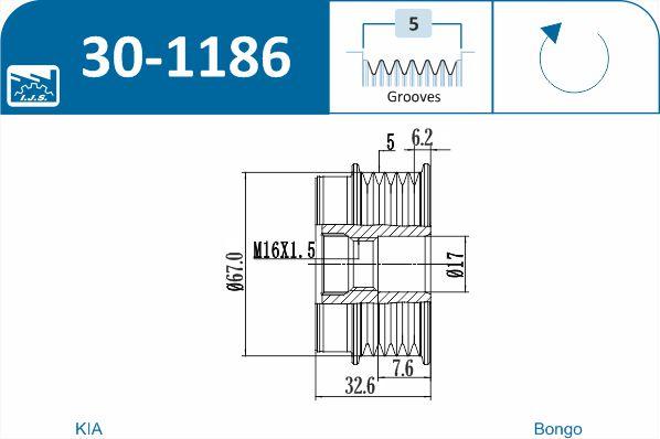 IJS GROUP 30-1186 - Ремъчна шайба, генератор vvparts.bg