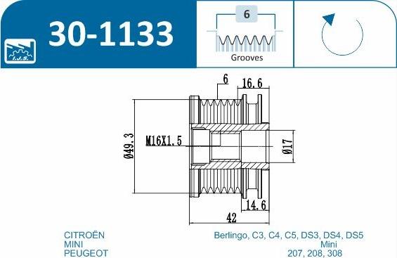 IJS GROUP 30-1133 - Ремъчна шайба, генератор vvparts.bg