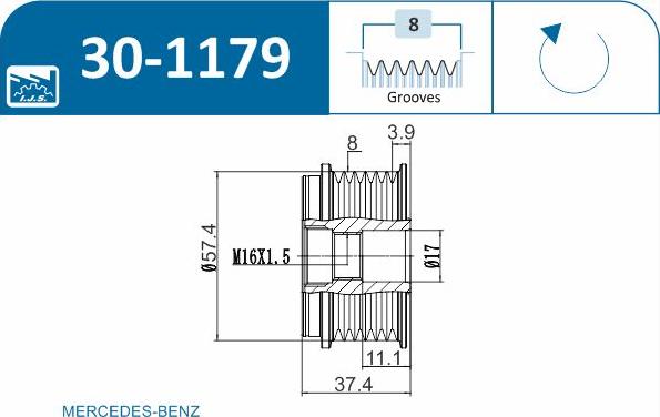 IJS GROUP 30-1179 - Ремъчна шайба, генератор vvparts.bg