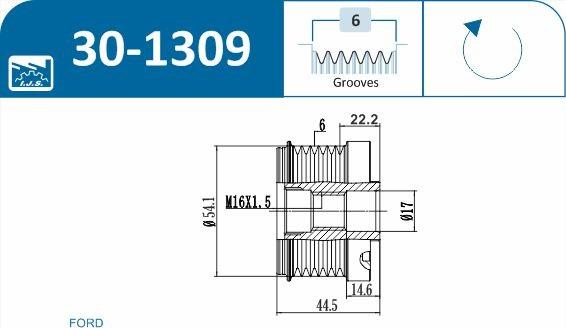 IJS GROUP 30-1309 - Ремъчна шайба, генератор vvparts.bg