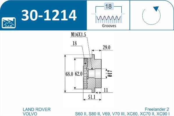 IJS GROUP 30-1214 - Ремъчна шайба, генератор vvparts.bg