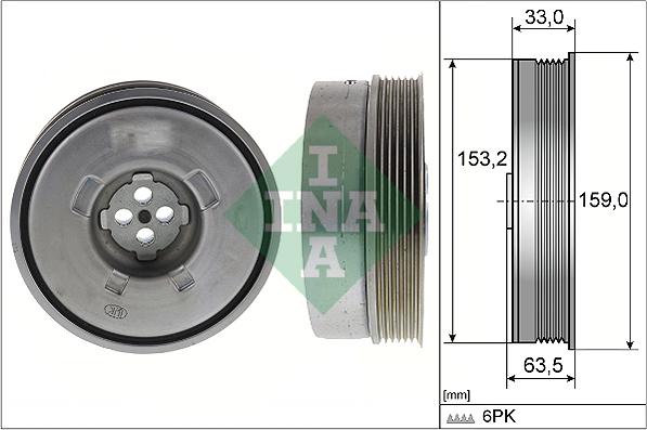 INA 544 0501 10 - Ремъчна шайба, колянов вал vvparts.bg