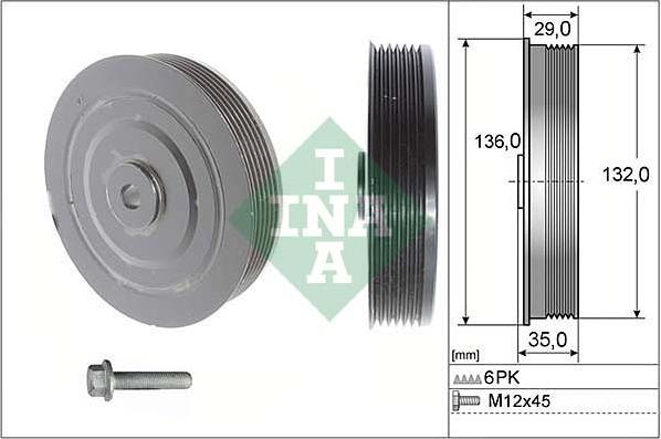 INA 544 0009 20 - Ремъчна шайба, колянов вал vvparts.bg