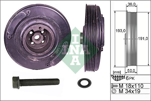 INA 544 0002 20 - Ремъчна шайба, колянов вал vvparts.bg