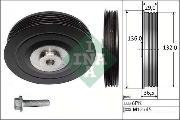 INA 544 0007 20 - Ремъчна шайба, колянов вал vvparts.bg