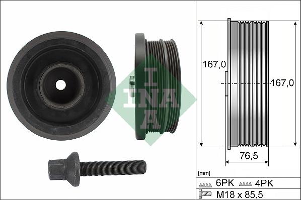 INA 544 0082 20 - Ремъчна шайба, колянов вал vvparts.bg