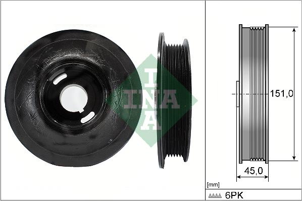 INA 544 0072 10 - Ремъчна шайба, колянов вал vvparts.bg