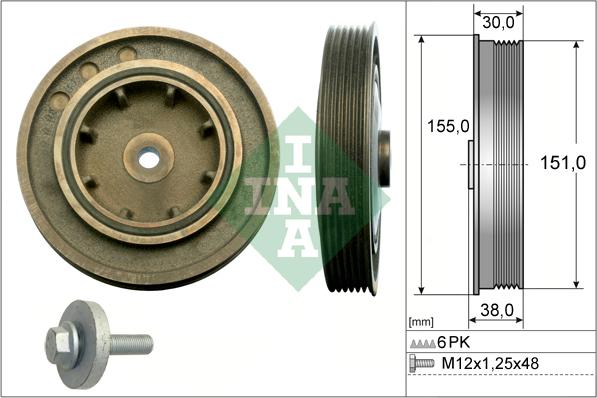 INA 544 0101 20 - Ремъчна шайба, колянов вал vvparts.bg