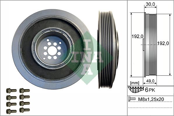 INA 544 0102 20 - Ремъчна шайба, колянов вал vvparts.bg