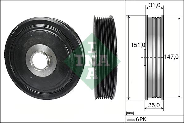 INA 544 0110 10 - Ремъчна шайба, колянов вал vvparts.bg