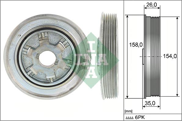 INA 544 0112 10 - Ремъчна шайба, колянов вал vvparts.bg