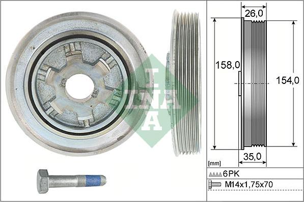 INA 544 0112 20 - Ремъчна шайба, колянов вал vvparts.bg