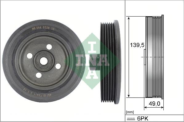 INA 544 0139 10 - Ремъчна шайба, колянов вал vvparts.bg